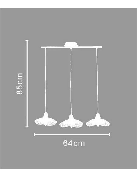 Lámpara colgante  Kasteli - IDP Lampshades - Diseño lineal con 3 luces, lámpara de mimbre