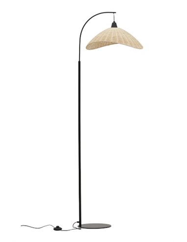 Lámpara de pie Kasteli - IDP Lampshades - Lámpara arco de mimbre natural