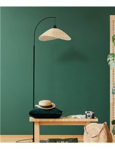 Lámpara de pie Kasteli - IDP Lampshades - Lámpara arco de mimbre natural