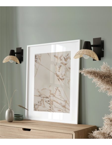 Aplique de pared Kasteli - IDP Lampshades - Pantalla de mimbre, lámpara decorativa