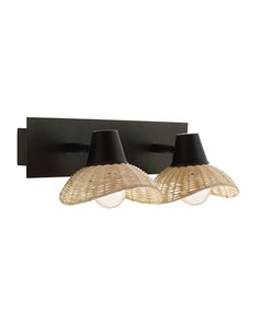 Aplique de pared Kasteli - IDP Lampshades - Lámpara con 2 pantallas de mimbre 2