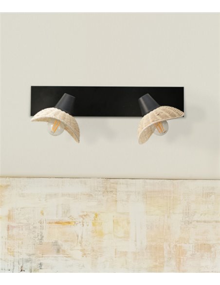 Aplique de pared Kasteli - IDP Lampshades - Lámpara con 2 pantallas de mimbre
