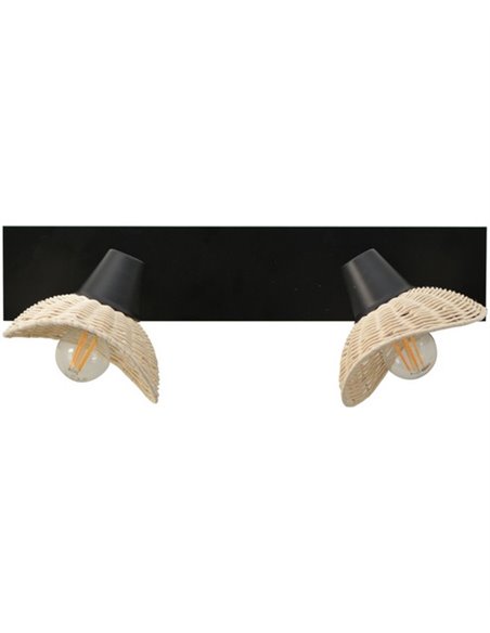 Aplique de pared Kasteli - IDP Lampshades - Lámpara con 2 pantallas de mimbre