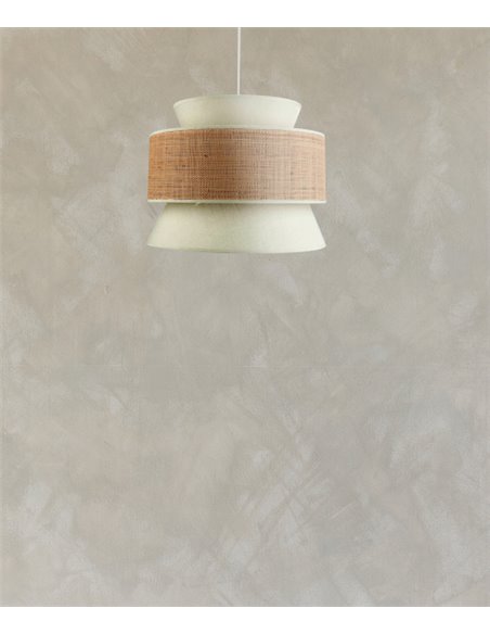 Lámpara colgante de techo Salomon – IDP Lampshades – Diseño natural, pantalla de lino y rafia