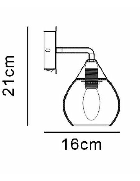 Aplique de pared Daiki - IDP Lampshades - Pantalla de cristal ámbar