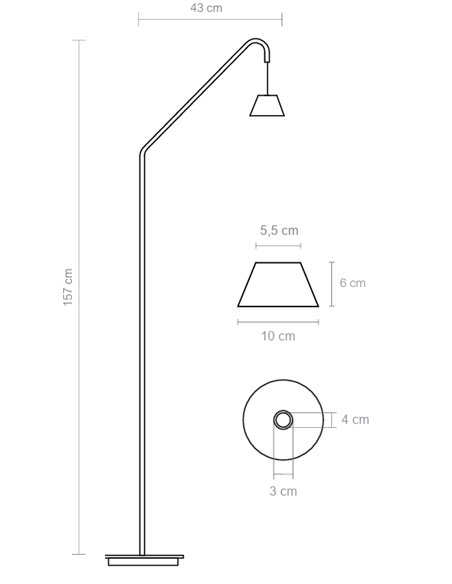 Lámpara de pie Absidiola - Luxcambra - Lámpara de pie arco con pantalla cónica de cerámica