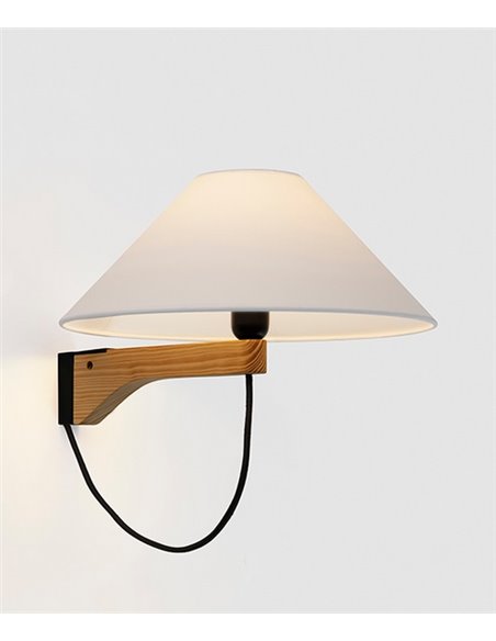 Aplique de pared Clasica - Luxcambra - Lámpara de madera y pantalla de papel