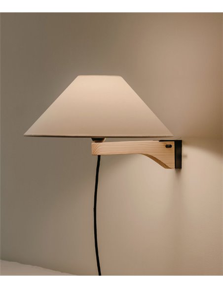 Aplique de pared Clasica - Luxcambra - Lámpara de madera y pantalla de papel
