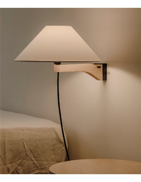 Aplique de pared Clasica - Luxcambra - Lámpara de madera y pantalla de papel