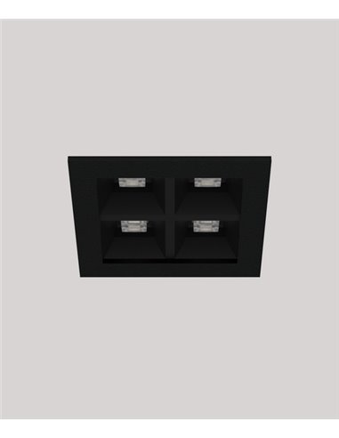 Foco empotrable Dark - Onok - Diseño negro cuadrado, 4 luces LED