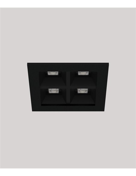 Foco empotrable Dark - Onok - Diseño negro cuadrado, 4 luces LED