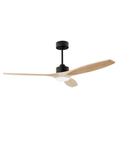 Ventilador de techo con luz Stem Evo - FORLIGHT - Ventilador regulable LED, acabado madera clara
