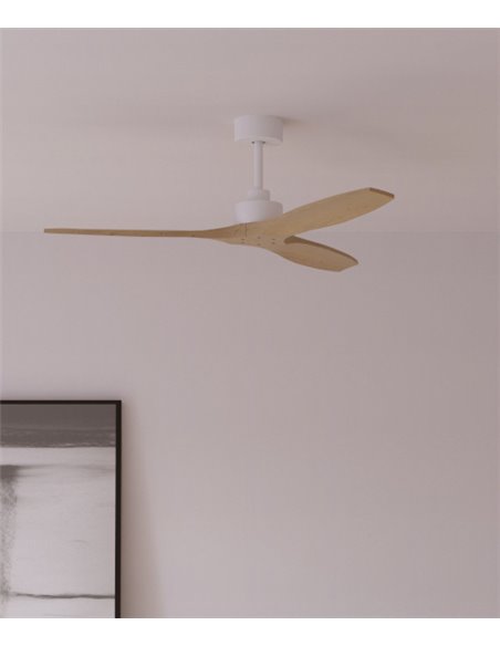 Ventilador de techo sin luz Stem Evo - FORLIGHT - Ventilador de madera clara, 6 velocidades