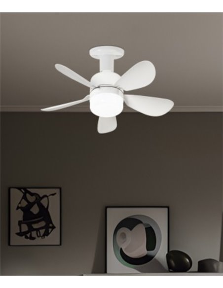 Ventilador de techo con luz Nano - AJP - Ventilador blanco LED, motor DC, 3 velocidades
