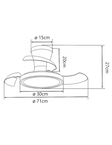 Ventilador de techo con luz Tombet - AJP - Ventilador LED con palas retráctiles