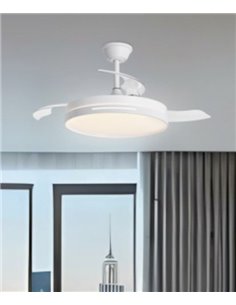 Ventilador de techo con luz Togo - AJP - Ventilador blanco LED con palas retráctiles