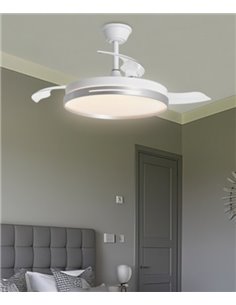 Ventilador de techo con luz Mini Togo - AJP – Ventilador con aspas retráctiles, motor DC con 6 velocidades