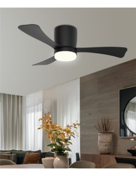 Ventilador de techo con luz Kent - AJP – Ventilador DC negro, 6 velocidades