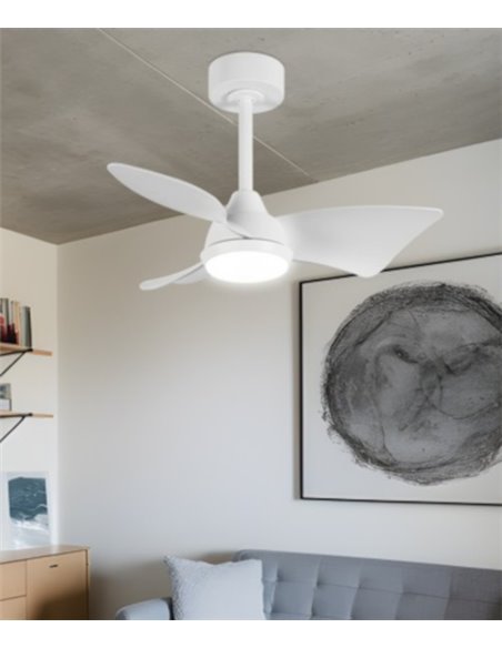 Ventilador de techo con luz Tauro - AJP - Ventilador blanco DC, 6 velocidades