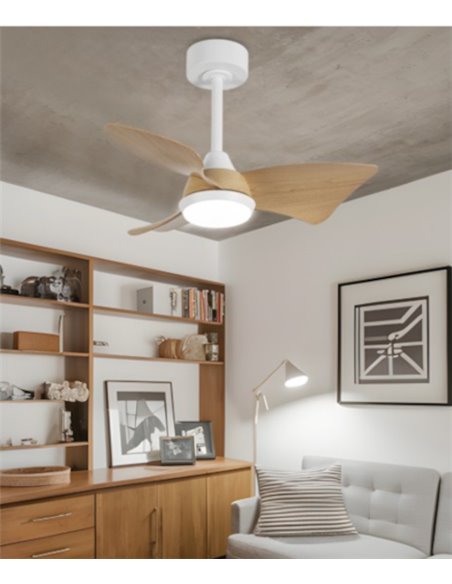 Ventilador de techo con luz Tauro - AJP – Ventilador de madera LED, 2 alturas