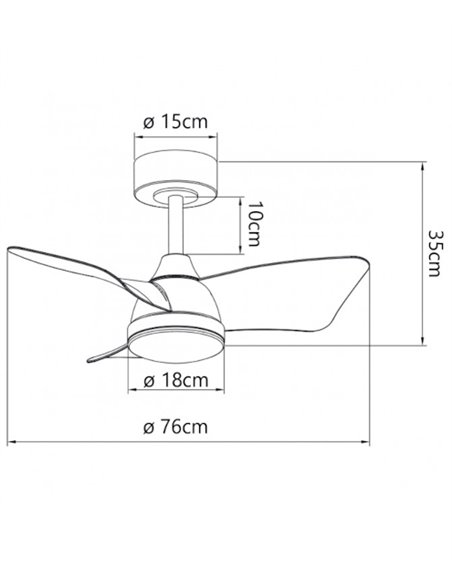 Ventilador de techo con luz Tauro - AJP – Ventilador de madera LED, 2 alturas