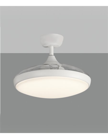 Ventilador de techo con luz Zonda - ACB - Ventilador blanco con palas retráctiles