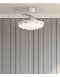 Ventilador de techo con luz Zonda - ACB - Ventilador blanco con palas retráctiles