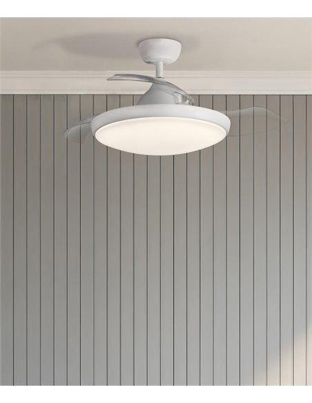 Ventilador de techo con luz Zonda - ACB - Ventilador blanco con palas retráctiles