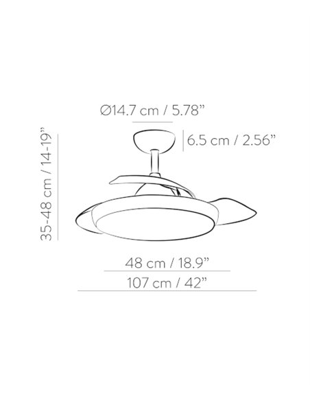 Ventilador de techo con luz Zonda - ACB - Ventilador blanco con palas retráctiles
