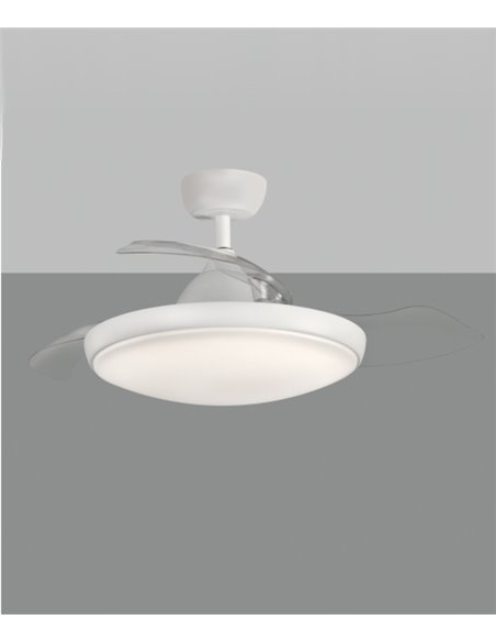 Ventilador de techo con luz Zonda - ACB - Ventilador blanco con palas retráctiles
