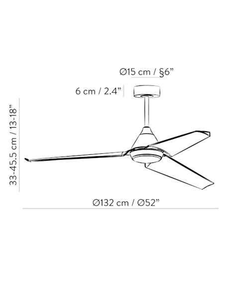 Ventilador de techo con luz Bora - ACB - Ventilador DC blanco, LED regulable