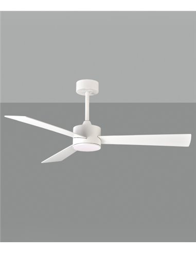 Ventilador de techo con luz Shamal - ACB - Palas reversibles blanco/haya, LED regulable