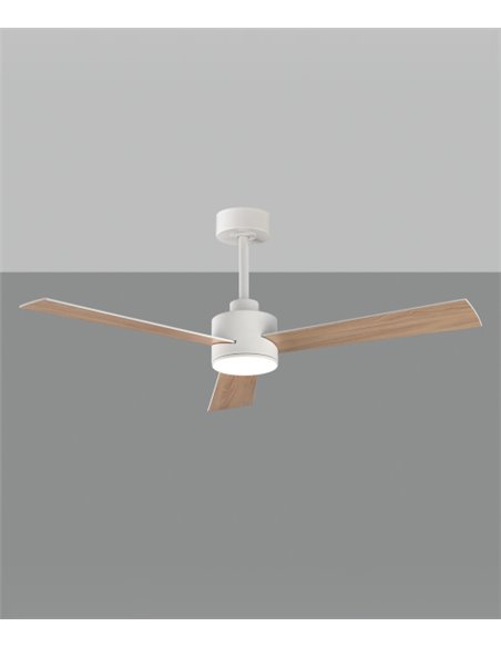 Ventilador de techo con luz Shamal - ACB - Palas reversibles blanco/haya, LED regulable