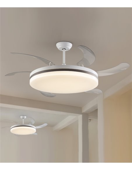 Ventilador de techo con luz Vento - Schuller - Ventilador DC con palas desplegables, motor DC