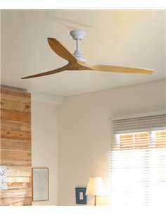 Ventilador de techo sin luz Alo - Faro - Ventilador de techo, madera y blanco, inverter