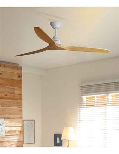 Ventilador de techo sin luz Alo - Faro - Ventilador de techo, madera y blanco, inverter