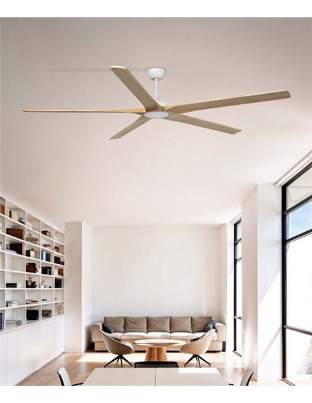 Ventilador de techo Bigwood 20 XL - Faro - Palas de madera FSC de pino, motor DC