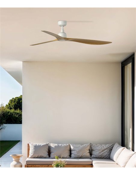 Ventilador de techo sin luz Outwood L - Faro - Ventilador apto para exterior, palas imitación madera