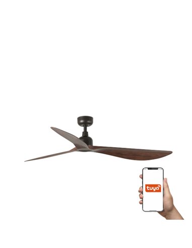 Ventilador de techo Outwood L Smart - Faro - Ventilador DC con palas de nogal, apto exterior (IP44)