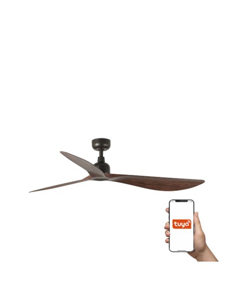Ventilador de techo Outwood L Smart - Faro - Ventilador DC con palas de nogal, apto exterior (IP44)
