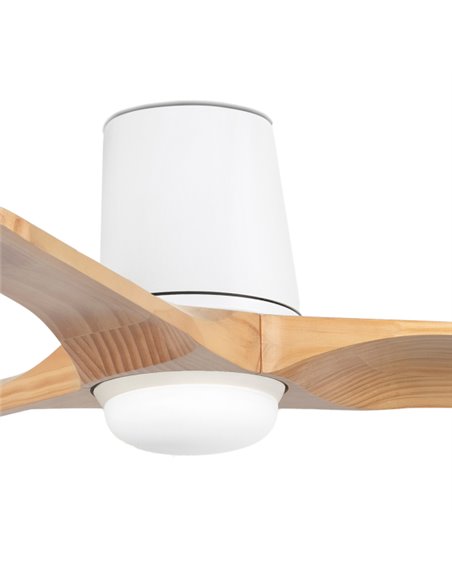 Ventilador de techo con luz Heywood Tub LED S - Faro - Ventilador DC con palas de pino