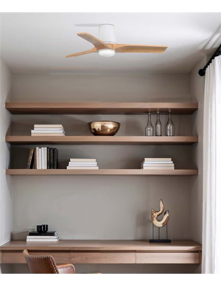 Ventilador de techo con luz Heywood Tub LED S - Faro - Ventilador DC con palas de pino