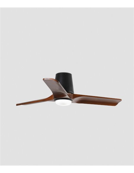 Ventilador de techo con luz Heywood Tub LED S - Faro - Ventilador DC con palas nogal
