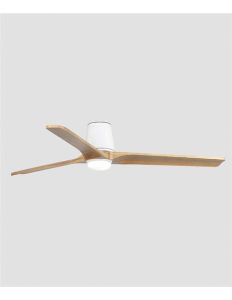 Ventilador de techo con luz Heywood Tub LED L - Faro - Ventilador DC de pino