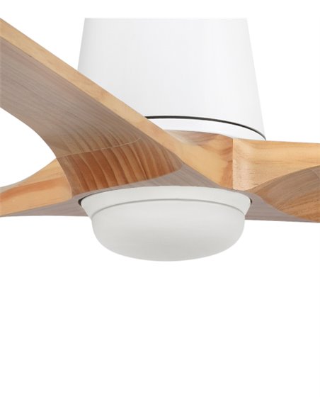 Ventilador de techo con luz Heywood Tub LED L - Faro - Ventilador DC de pino