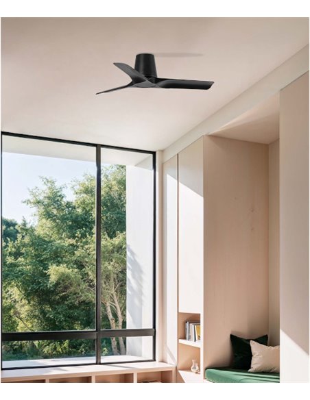 Ventilador de techo sin luz Hey Tub S - Faro - Palas de madera oscura, motor DC