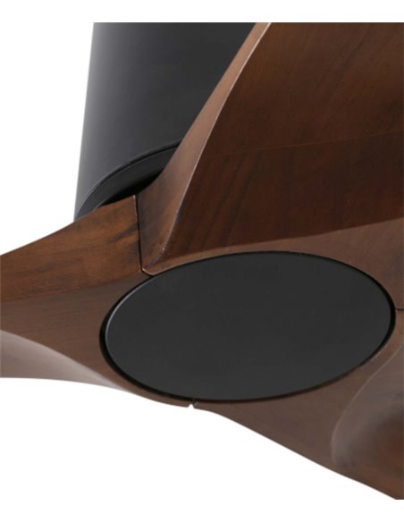 Ventilador de techo sin luz Heywood Tub S - Faro - Palas FSC de nogal, motor DC