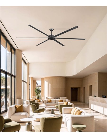Ventilador de techo Rotterdam 30 XXL - Faro – Ventilador DC negro, apto para espacios superiores a 39 m²