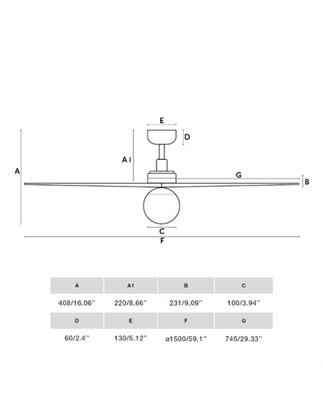 Ventilador de techo con luz Klim Smart L - Faro - Ventilador DC, palas nogar oscuro
