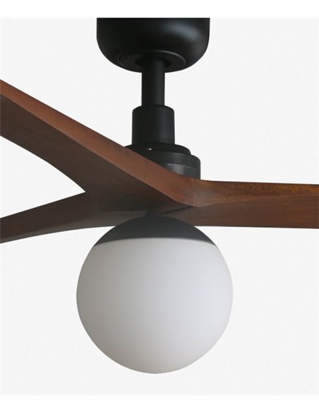 Ventilador de techo con luz Klim Smart M - Faro - Elegante ventilador DC con palas de madera nogal